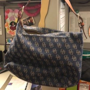 Dooney Burke denim and brown purse